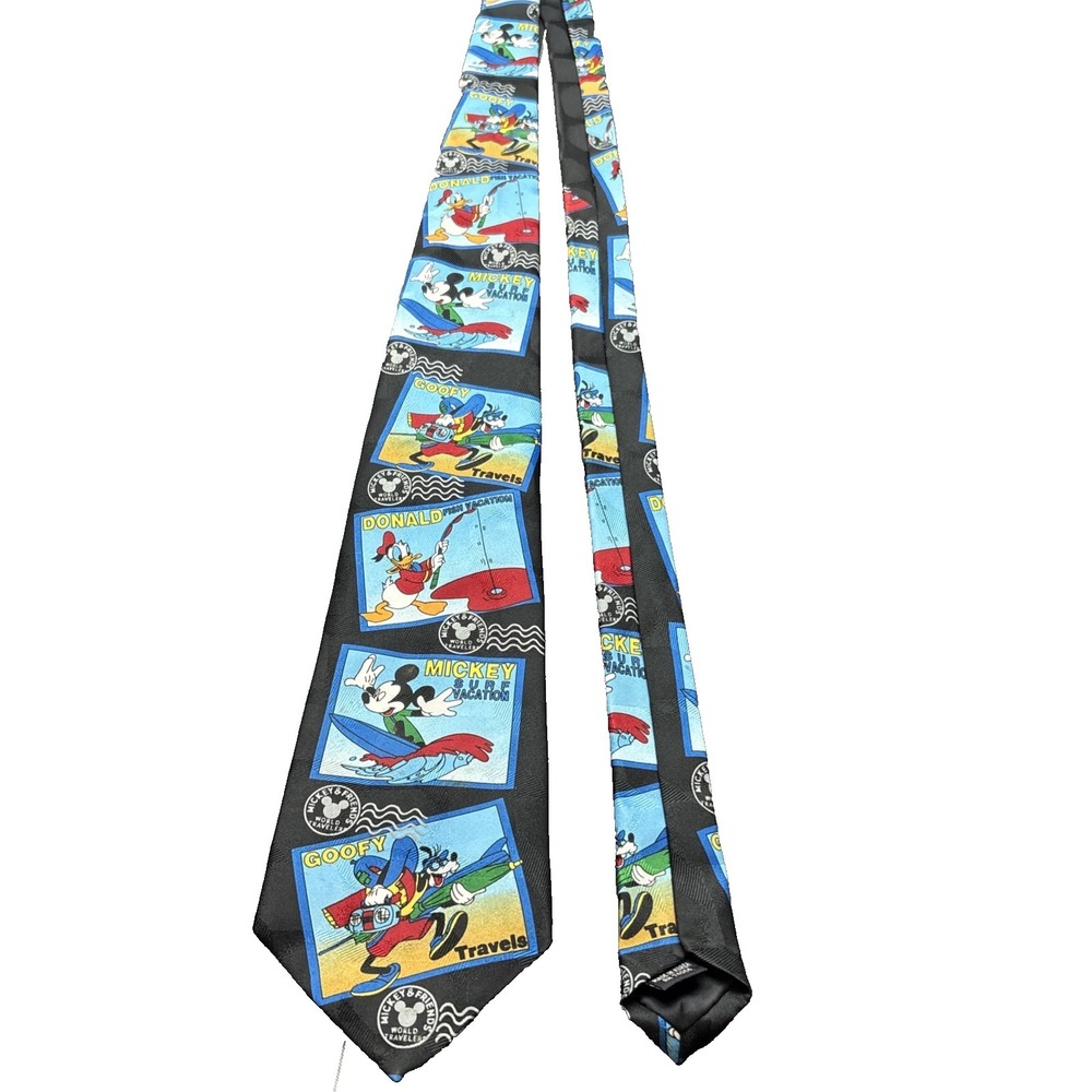 Disney Mickey Unlimited Tie Classic Mickey Goofy Donald Blue Men's‎ Necktie VTG